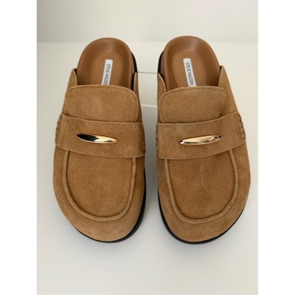Steve Madden TOBIN Tan Suede Slip-On Mule with Gold Accent Size 7.5 - Picture 4 of 7